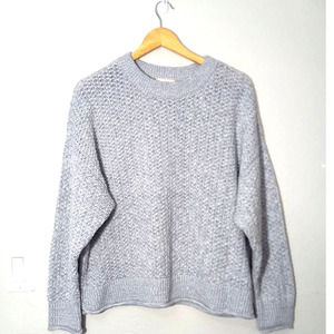 Universal Thread Knit Crochet Stretch Crew Neck Long Sleeve Gray Size XL Sweater